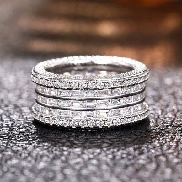 NEW 18k White Gold Diamond Eternity Ring Band - Picture 1 of 9